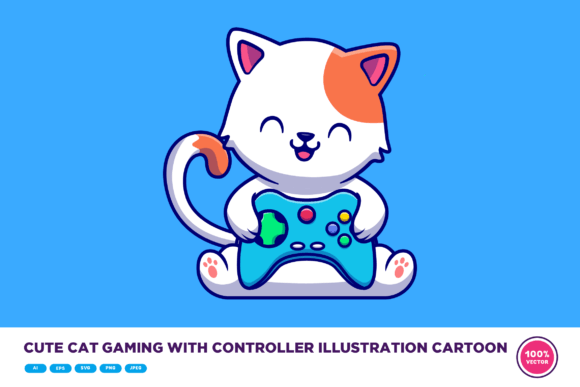 Cute Cat Gaming Graphics: A Seller's Review of This Illustration