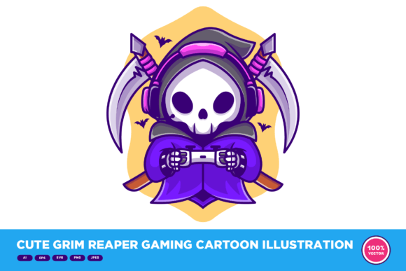 Cute Grim Reaper Gaming Cartoon: Graphics & Illustrations Review