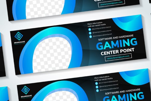 Gaming Center Horizontal Banner: Graphics for Social Media Templates