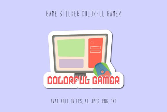 Gaming Sticker Colorful Gamer: Free Graphics for Branding