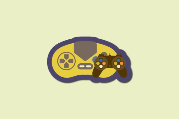 Retro Vintage Sticker Gaming Controller: Graphics & Icons