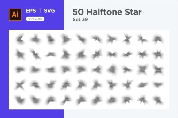 Reviewing Stars Shape Halftone Background 50-39