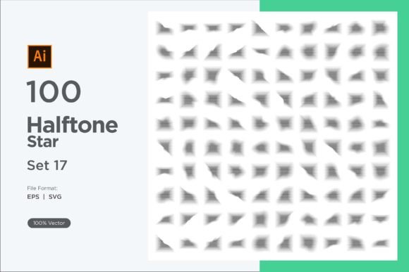 Stars Shape Halftone Background 100-17: Graphics & Decorative Elements