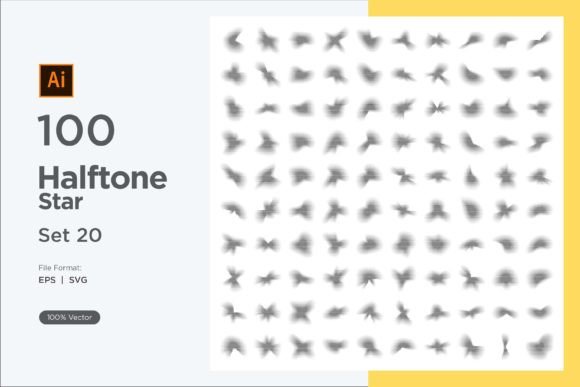 Stars Shape Halftone Background 100-20: Graphics and Decorative Elements