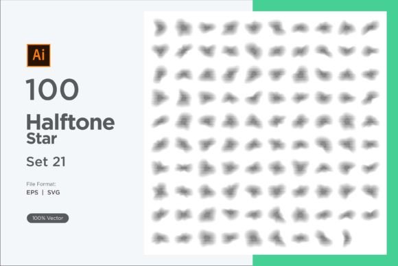 Stars Shape Halftone Background 100-21: Graphics & Decorative Elements