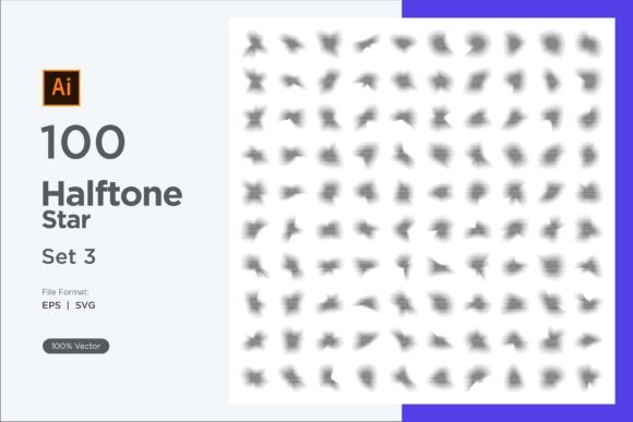 Stars Shape Halftone Background 100-3: Graphics and Decorative Elements