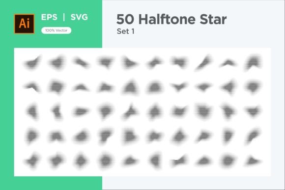 Stars Shape Halftone Background 50-1 Graphics