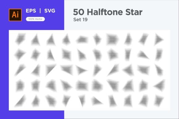 Stars Shape Halftone Background 50-19: Graphics & Decorative Elements