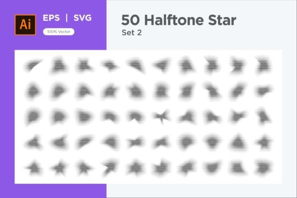 Stars Shape Halftone Background 50-2: Graphics and Decorative Elements