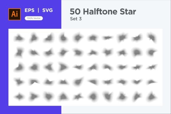Stars Shape Halftone Background 50-3 Graphics & Decorative Elements Review