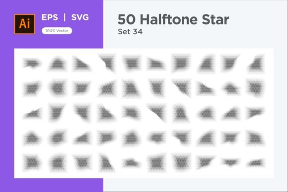 Stars Shape Halftone Background 50-34 Graphics & Decorative Elements
