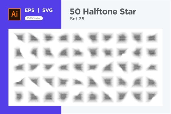 Stars Shape Halftone Background 50-35 Graphics