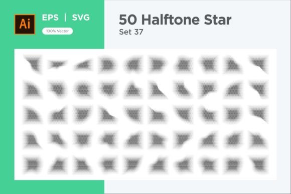 Stars Shape Halftone Background 50-37 Graphics & Decorative Elements