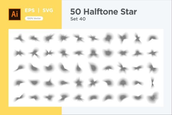 Stars Shape Halftone Background 50-40 Graphics