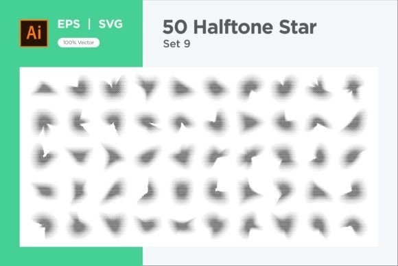 Stars Shape Halftone Background 50-9: Graphics & Decorative Elements